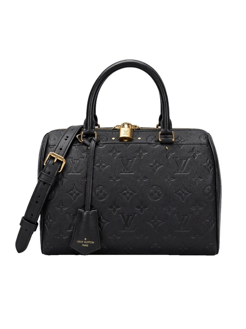 LOUIS VUITTON Speedy 25 NM Empreinte Black Monogram Leather w Strap Shoulder Bag